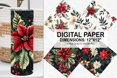 Christmas Floral Seamless Digital Paper-Christmas Background Product Image 1