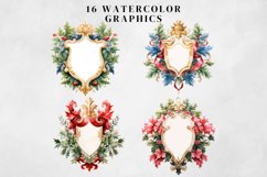 Watercolor Christmas Crest Clipart Bundle Product Image 2