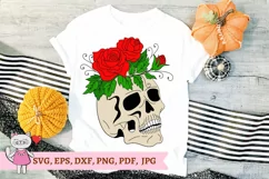 Skull with Roses Svg, Layered Svg, Sugar Skull Svg Product Image 9