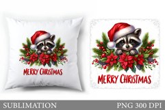 Cute Raccoon Pillow Design. Christmas Pillow Sublimation Product Image 1