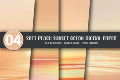 Soft Peach Sunset Ocean Digital Paper Product Image 1