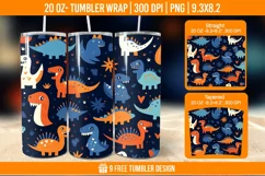 Dinosaur Tumbler Wrap Designs, Sublimation Wrap Product Image 1