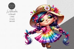 Gnome girl clipart, Hippie girl dancing Product Image 1
