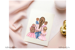 Mother three daughter and son clipart Product Image 9