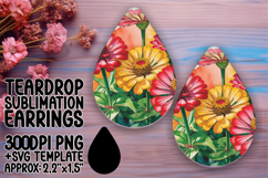 Sophisticated Teardrop Earrings Sublimation Template , Flowe Product Image 1