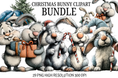 Christmas Bunny Clipart Set Bundle | Cute Holiday Bunny PNG Product Image 1