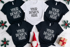 Christmas Family Matching Group Flat Lay T-Shirt Mockups Product Image 1