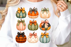 Preppy Fall Pumpkin Bow PNG Product Image 1