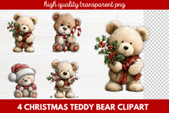 4 Christmas Teddy Bear Clipart | Cute Holiday Bear PNG Illus Product Image 1