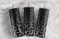 Black Leopard Silver Glitter Ombre Animal 20 oz tumbler wrap Product Image 1