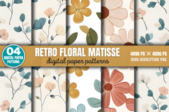 Retro floral matisse pattern Digital Paper Background PNG Product Image 6