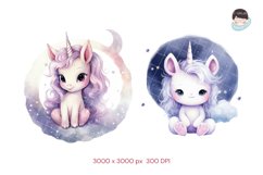 Cute Unicorns Clipart Watercolor Product Image 4