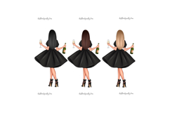 Birthday Girl Clipart Black Dress | Fashion Woman Champagne Product Image 9