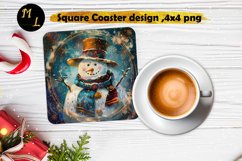 Christmas snowman Square Coaster ,Snowman Coaster png Product Image 1