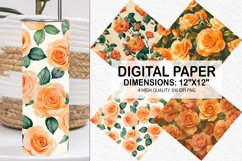 Orange Roses Flowers Digital Paper - Flowers Background Product Image 1