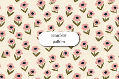 Blush Pink Floral Seamless Pattern, Cottagecore Flower JPG Product Image 1