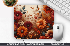 Flowers Mouse Pad Sublimation, Autumn Mouse Pad PNG Design Product Image 1