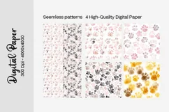 Dog Paw Digital Paper Seamless Scrapbook Paper Product Image 3