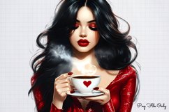 Coffee Shop Girls Clipart Bundle PNG Product Image 11