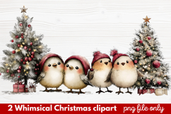 2 Whimsical Christmas Clipart | Cute Holiday PNG Set Product Image 1
