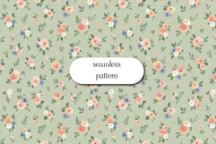 Sage Green Floral Seamless Pattern with Small Flowers Product Image 1