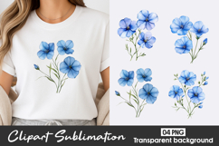 Blue Wildflower Watercolor Clipart PNG Product Image 1