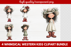 4 Whimsical Western Kids Clipart | Cute Cowboy &amp; Cowgirl PNG Product Image 1