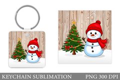 Cute Snowman Keychain Design. Christmas Keychain Sublimation Product Image 1