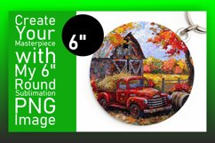 Retro Pickup Autumn Round Design Print PNG Product Image 1