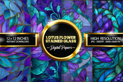 lotus flower stained glass Digital Papers - 04 variations Product Image 1