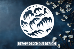Peony Flowers Paper Cut Round Sign Template Product Image 1