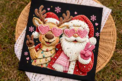 Crochet Santa and Reindeer Heart Glasses Sublimation Files Product Image 2