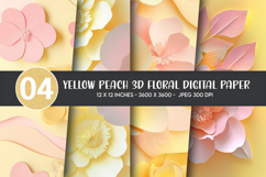 Yellow Peach 3D Floral Digital Paper Product Image 1