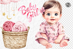 Pink baby girl clipart Product Image 1