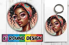 Cheerful Circle Keychains Design, Afro Girl Product Image 1