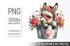 Valentine&#039;s Horse in Bucket, Animal Graphic For Crafts Product Image 1