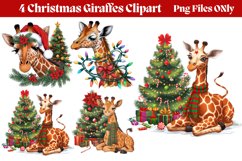 Christmas Giraffes Clipart PNG Product Image 1