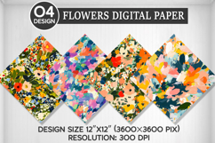 Flowers Seamless Digital Paper, Flowers Background Product Image 1