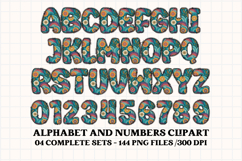 Vintage Boho Alphabet png clipart, boho letters doodle Product Image 4