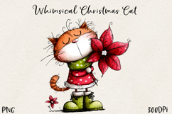 Cute Christmas Cat PNG | Whimsical Holiday Kitty Clipart Product Image 1