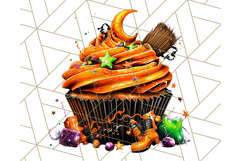 Halloween Cupcake PNG Clipart with Witch Hats and Ghosts Product Image 2