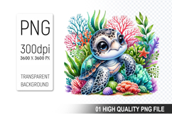 Summer Turtle Clipart PNG Bundle, High Quality PNG Files Product Image 10