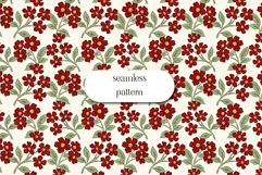 Red Floral Seamless Pattern, Vintage Cottagecore Print JPG Product Image 1