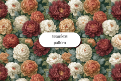 Vintage Peony Seamless Pattern | Autumn Floral Watercolor Product Image 1