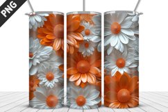 3D Daisy Flowers 20oz Tumbler Wrap | Sublimation Design Product Image 1