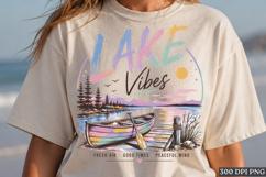 Lake Vibes Retro Canoe Lake Life Summer PNG Design Art Product Image 1