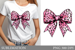 Bow Sublimation. Leopard Bow T-Shirt Design Product Image 1