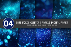 Blue Bokeh Glitter Sparkle Digital Paper Product Image 1