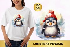 christmas cute penguin clipart, penguin sublimation Product Image 1