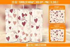 Valentines Heart Tumbler Wrap Designs, Sublimation Wrap Product Image 1